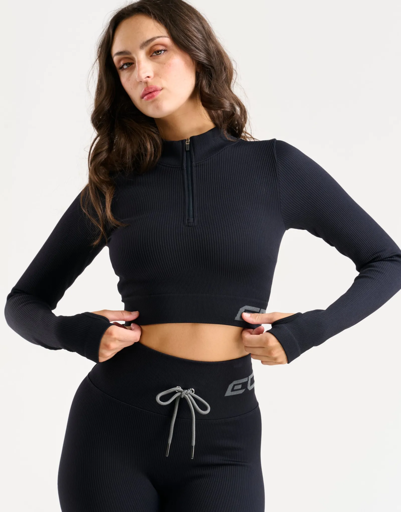 Sale ECHT Arise Style Cropped Long Sleeve Black