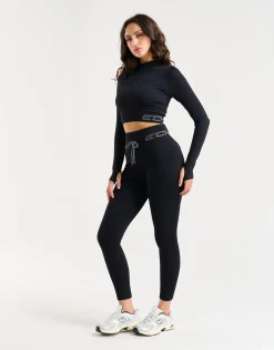 Sale ECHT Arise Style Cropped Long Sleeve Black