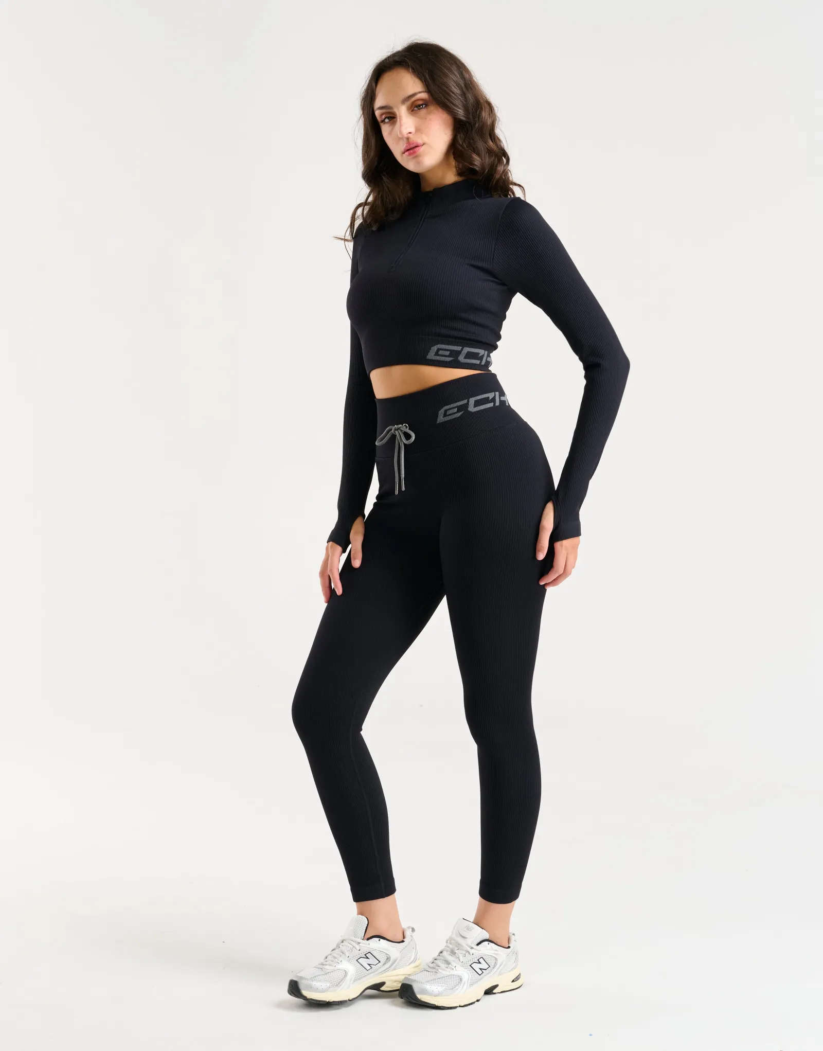 Sale ECHT Arise Style Cropped Long Sleeve Black