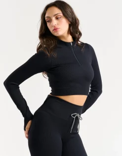Sale ECHT Arise Style Cropped Long Sleeve Black