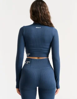 Fashion ECHT Arise Style Cropped Long Sleeve Navy