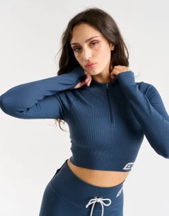 Fashion ECHT Arise Style Cropped Long Sleeve Navy