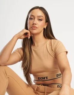 Online ECHT Bubble Banded Top Tan