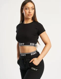 Fashion ECHT Bubble Banded Top Black