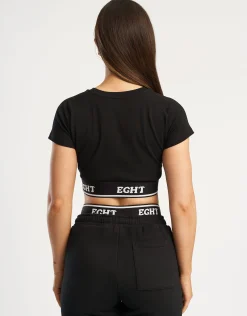 Clearance ECHT Bubble Banded Top Black