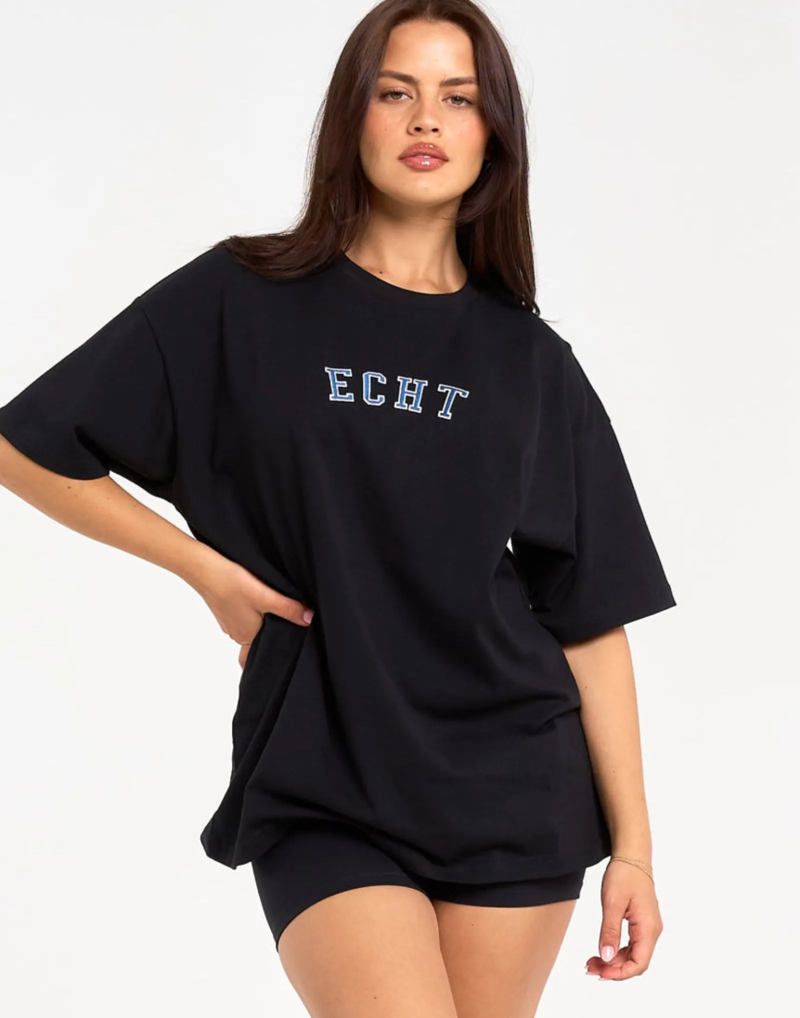 Sale ECHT College Oversize Tee Black