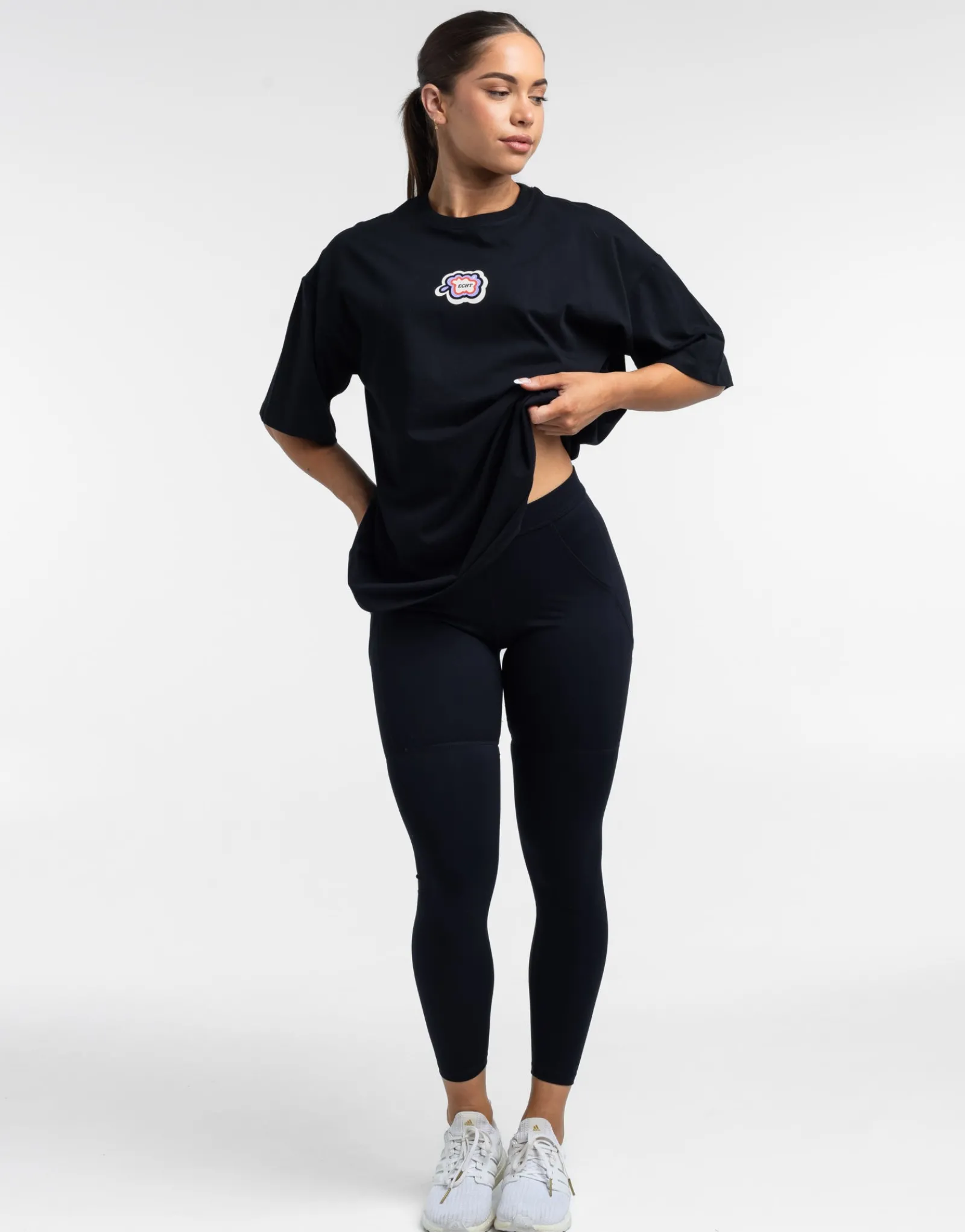 Clearance ECHT Colour Wave Oversize Tee Black