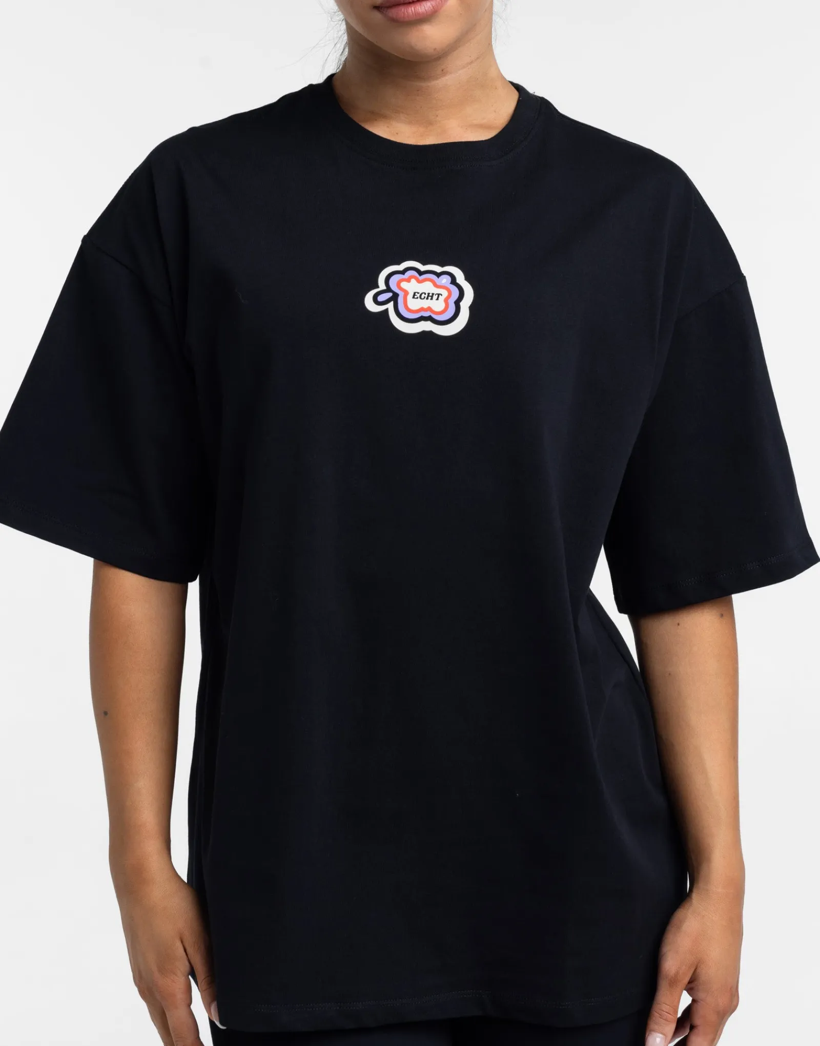 Clearance ECHT Colour Wave Oversize Tee Black