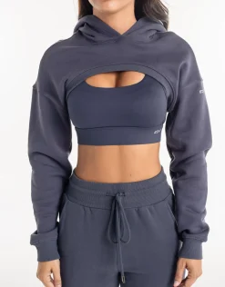 Sale ECHT Cropped High Cut Hoodie Smoke Grey