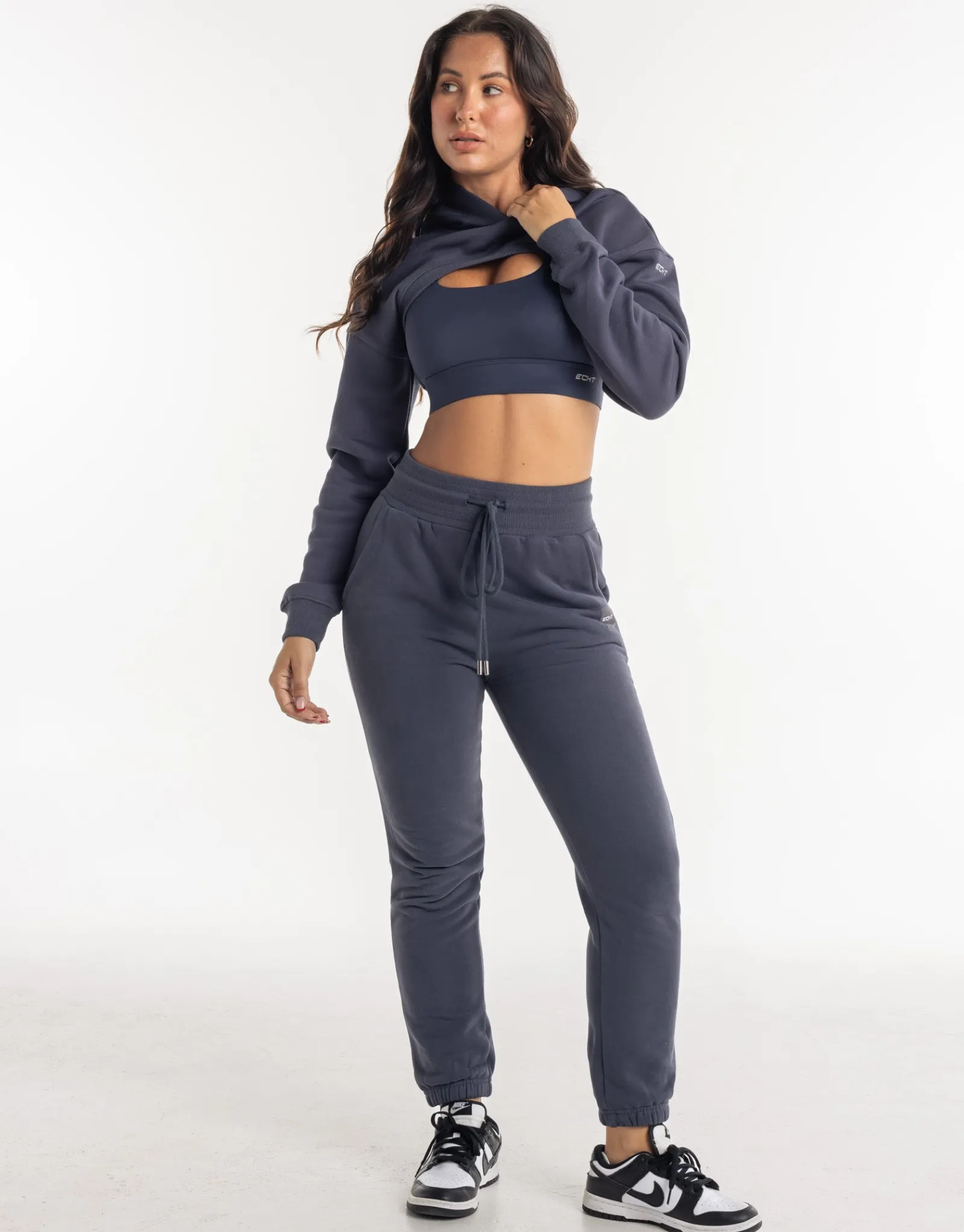 Sale ECHT Cropped High Cut Hoodie Smoke Grey