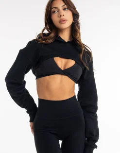 Hot ECHT Cropped High Cut Hoodie Black