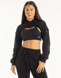 Hot ECHT Cropped High Cut Hoodie Black