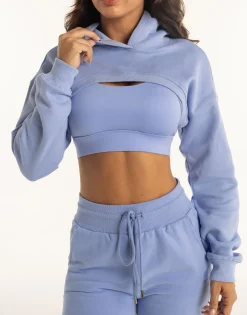 Online ECHT Cropped High Cut Hoodie Hydrangea Blue