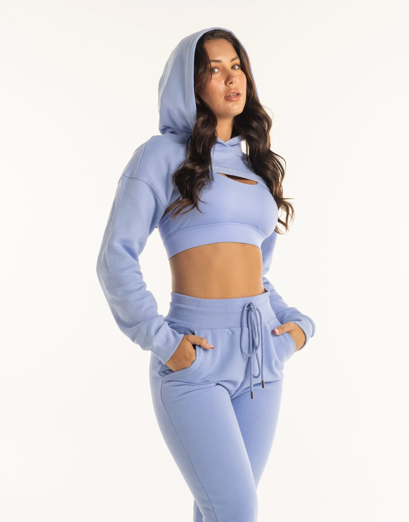 Online ECHT Cropped High Cut Hoodie Hydrangea Blue