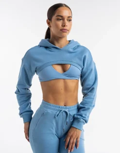 Hot ECHT Cropped High Cut Hoodie Process Blue