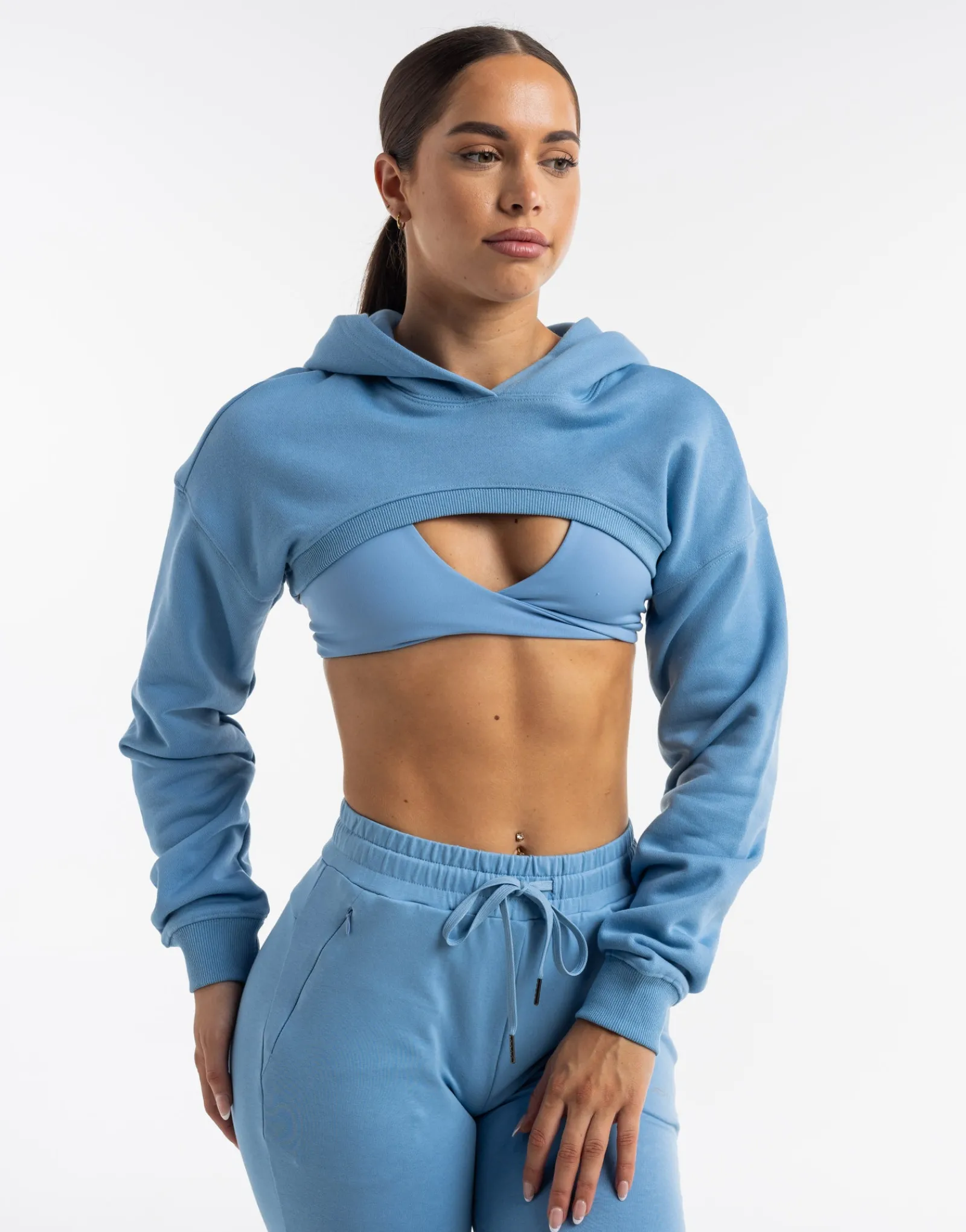 Hot ECHT Cropped High Cut Hoodie Process Blue