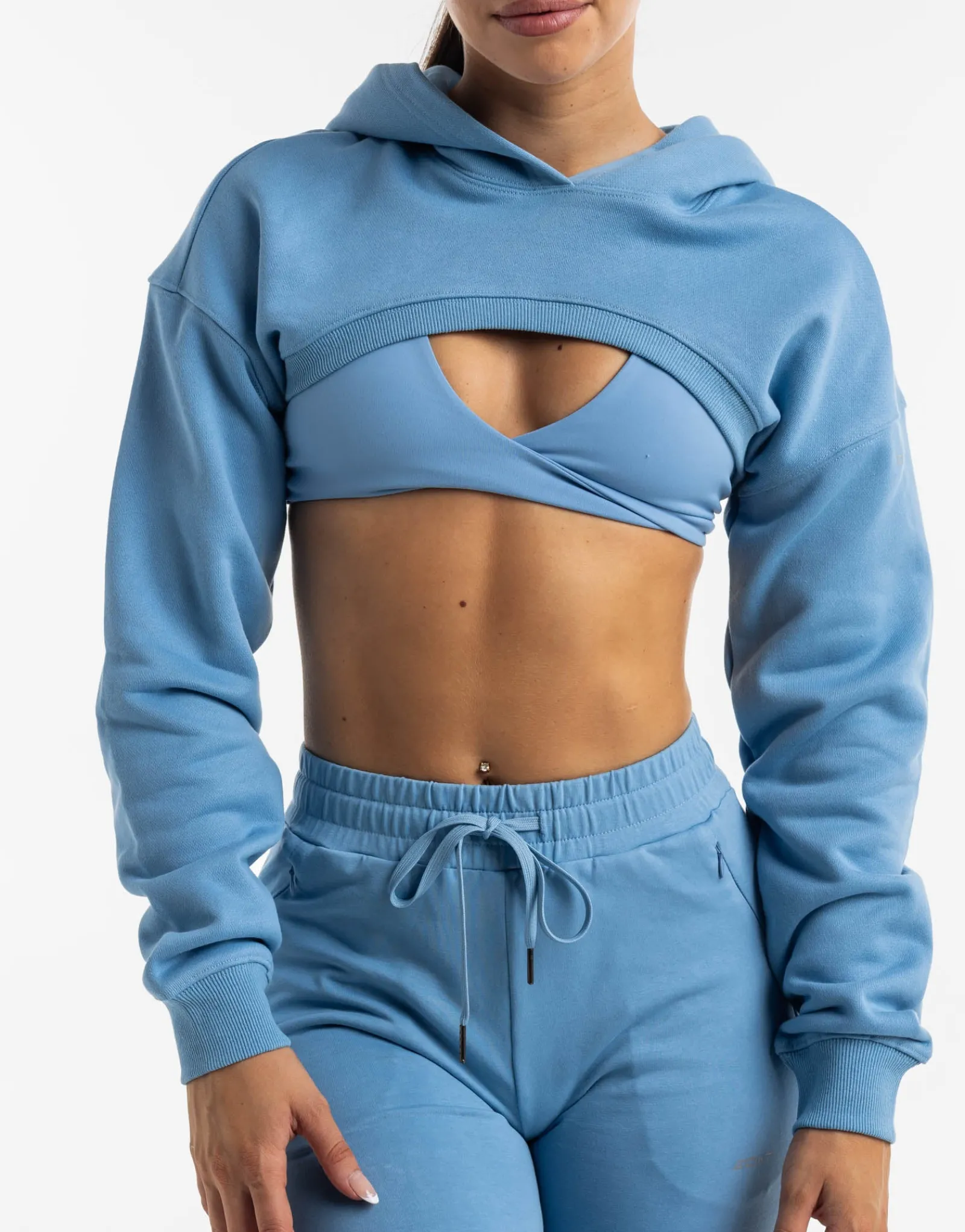 Hot ECHT Cropped High Cut Hoodie Process Blue