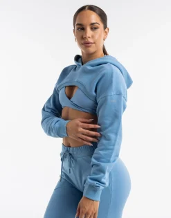 Hot ECHT Cropped High Cut Hoodie Process Blue