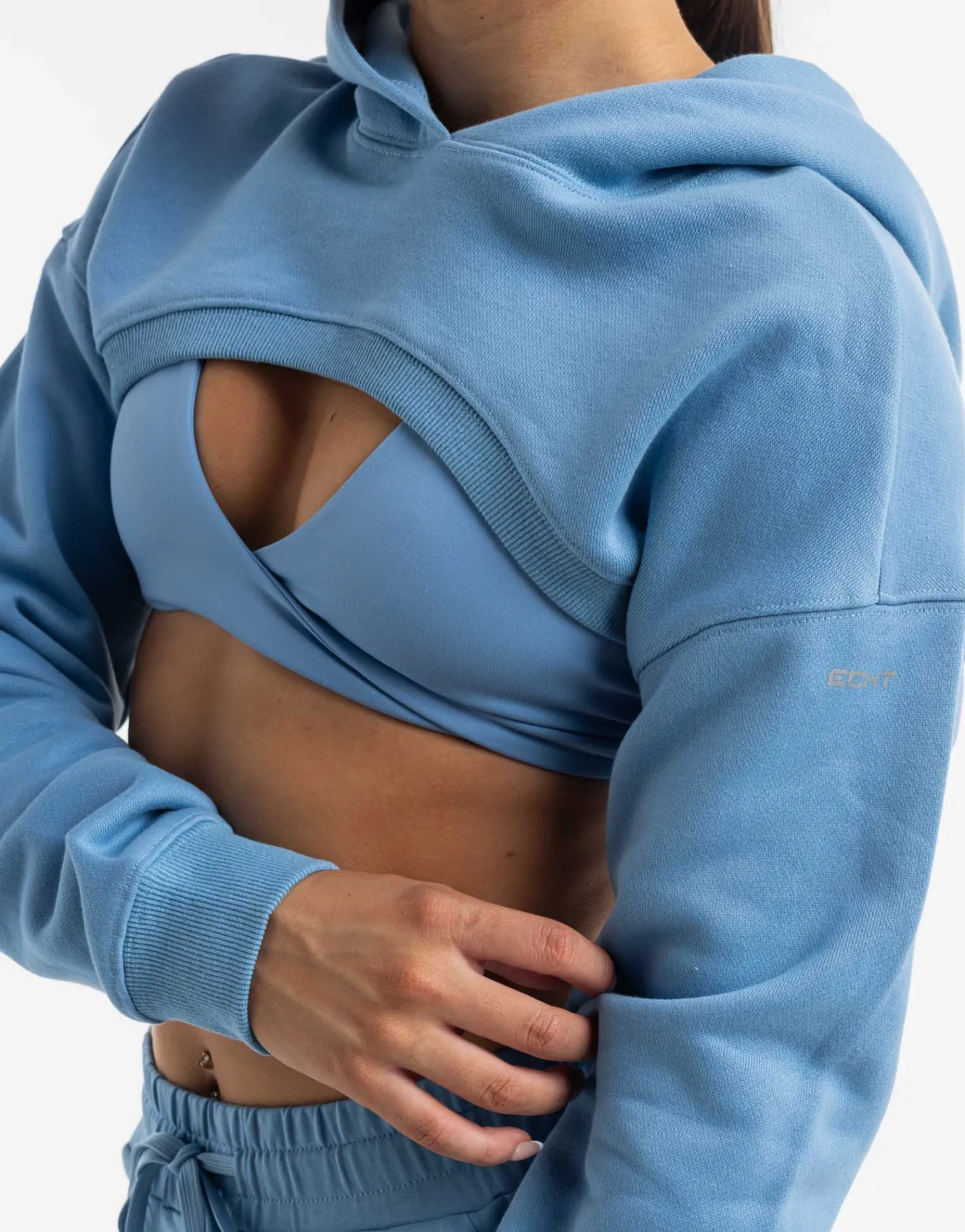 Hot ECHT Cropped High Cut Hoodie Process Blue
