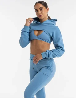 Hot ECHT Cropped High Cut Hoodie Process Blue