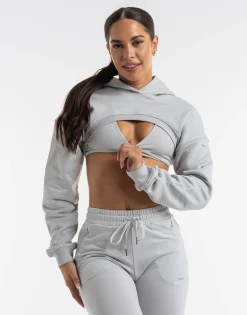 Outlet ECHT Cropped High Cut Hoodie Micro Grey
