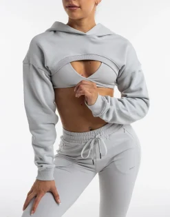 Outlet ECHT Cropped High Cut Hoodie Micro Grey