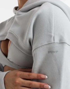 Outlet ECHT Cropped High Cut Hoodie Micro Grey