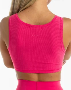 Online ECHT Cropped Ribbed Tank Bright Pink