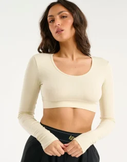 Discount ECHT Ribbed Cropped Long Sleeve Taupe