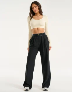 Discount ECHT Ribbed Cropped Long Sleeve Taupe