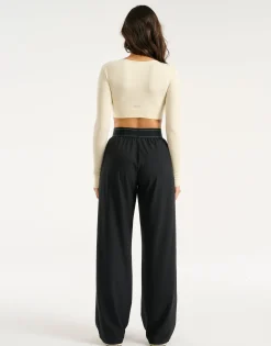 Discount ECHT Ribbed Cropped Long Sleeve Taupe