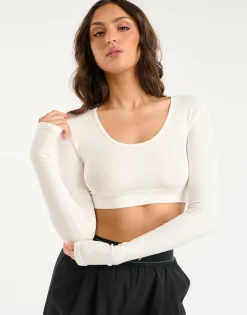 Sale ECHT Ribbed Cropped Long Sleeve White