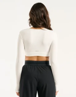 Sale ECHT Ribbed Cropped Long Sleeve White