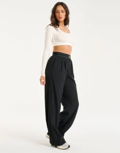 Sale ECHT Ribbed Cropped Long Sleeve White