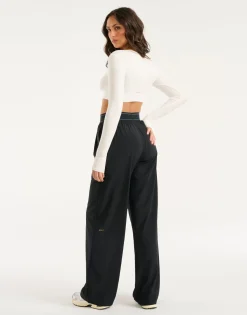 Sale ECHT Ribbed Cropped Long Sleeve White