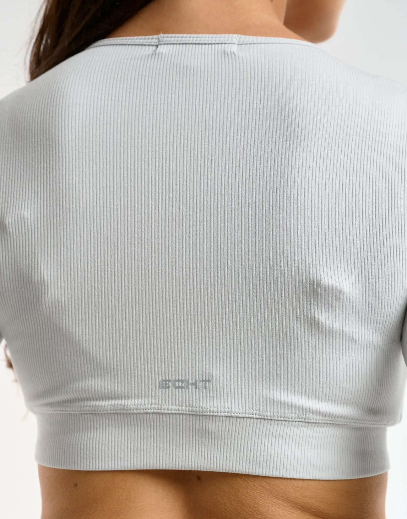 Fashion ECHT Ribbed Cropped Long Sleeve Micro Grey
