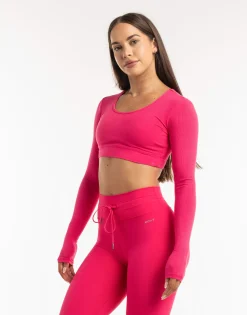Sale ECHT Ribbed Cropped Long Sleeve Bright Pink