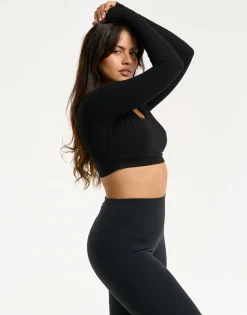Fashion ECHT Ribbed Cropped Long Sleeve Black