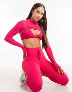 Sale ECHT Ribbed High Cut Long Sleeve Bright Pink