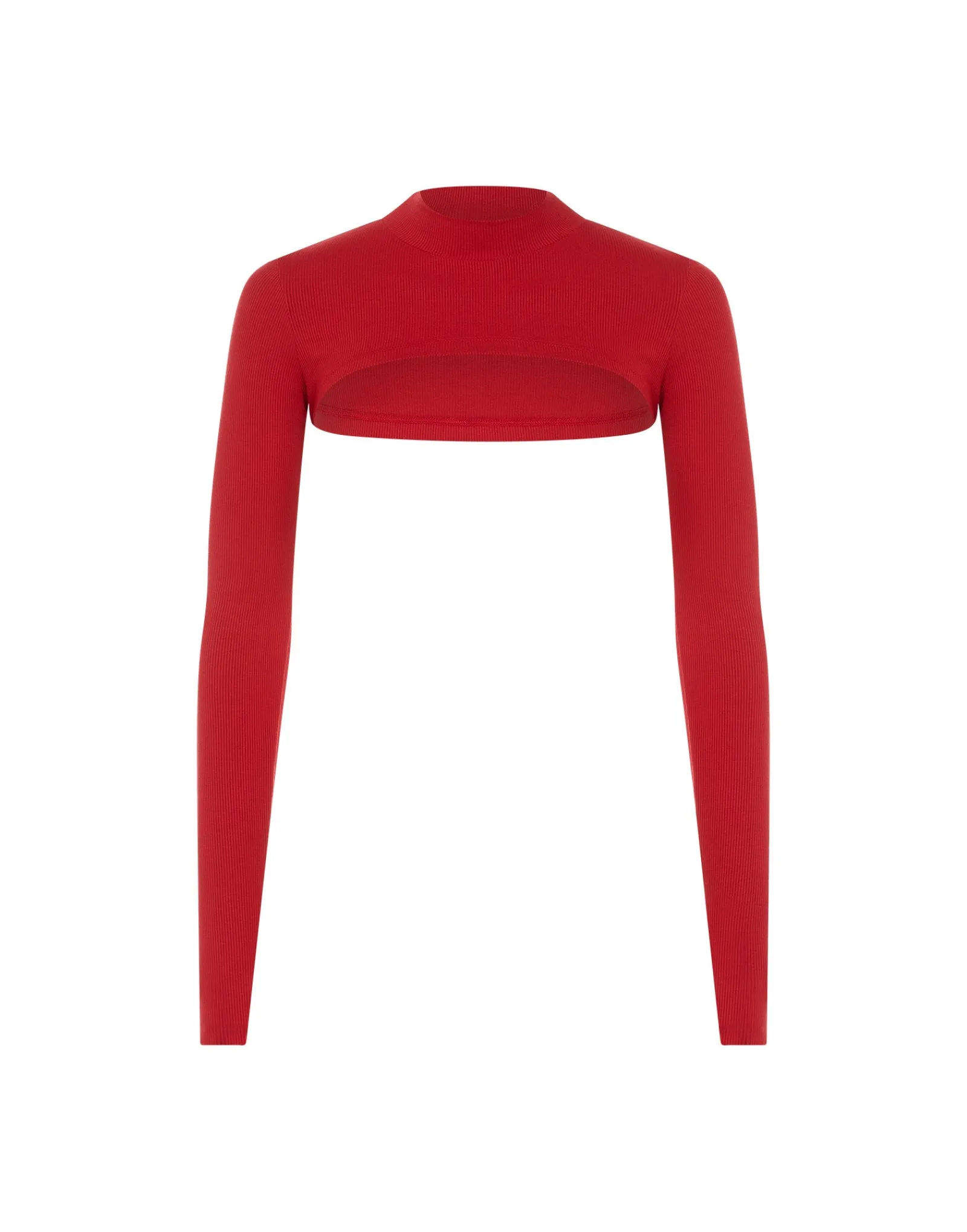 Fashion ECHT Ribbed High Cut Long Sleeve Scarlet Red
