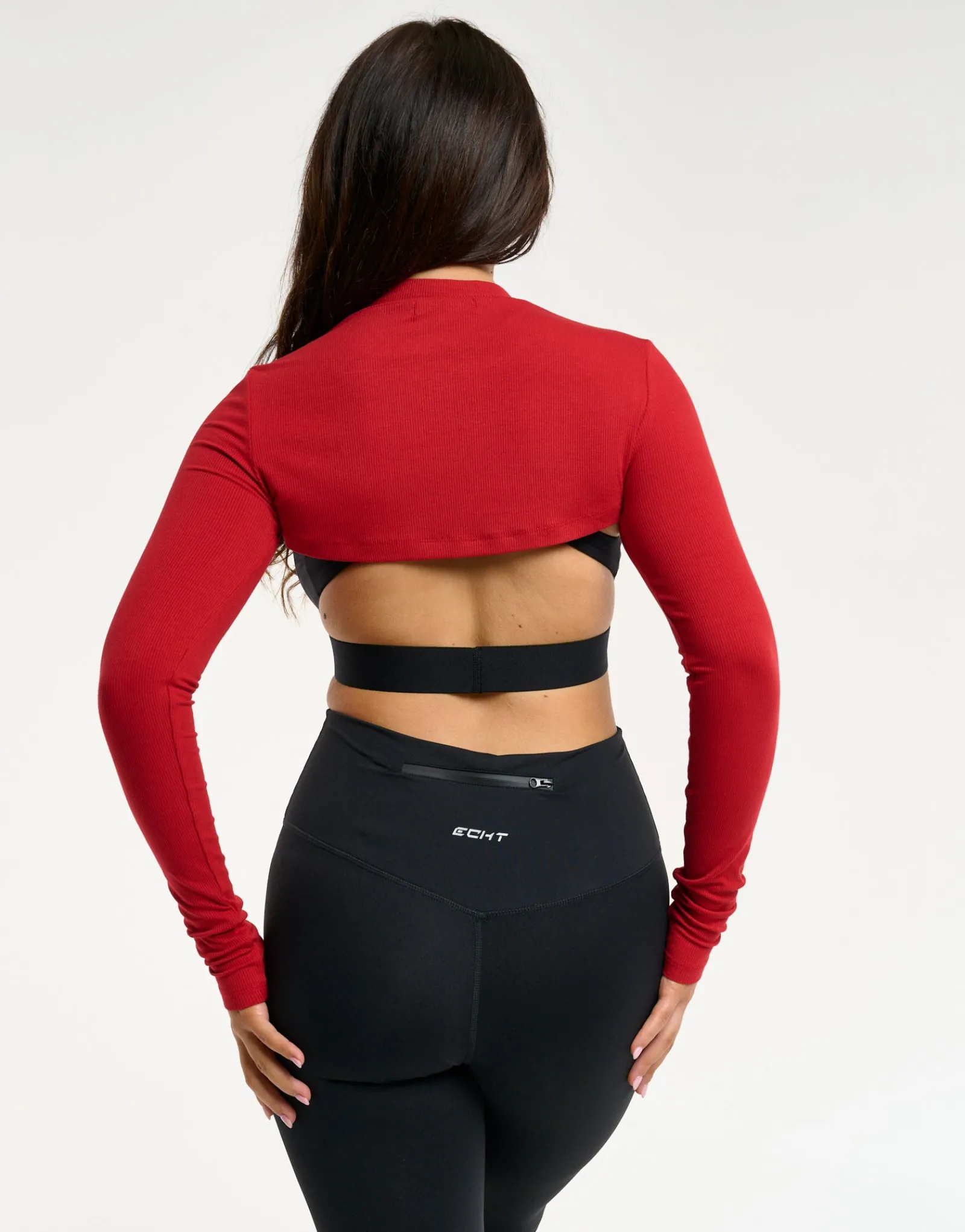 Fashion ECHT Ribbed High Cut Long Sleeve Scarlet Red