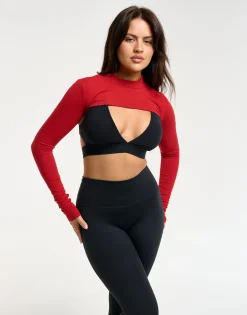 Fashion ECHT Ribbed High Cut Long Sleeve Scarlet Red