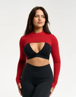 Fashion ECHT Ribbed High Cut Long Sleeve Scarlet Red