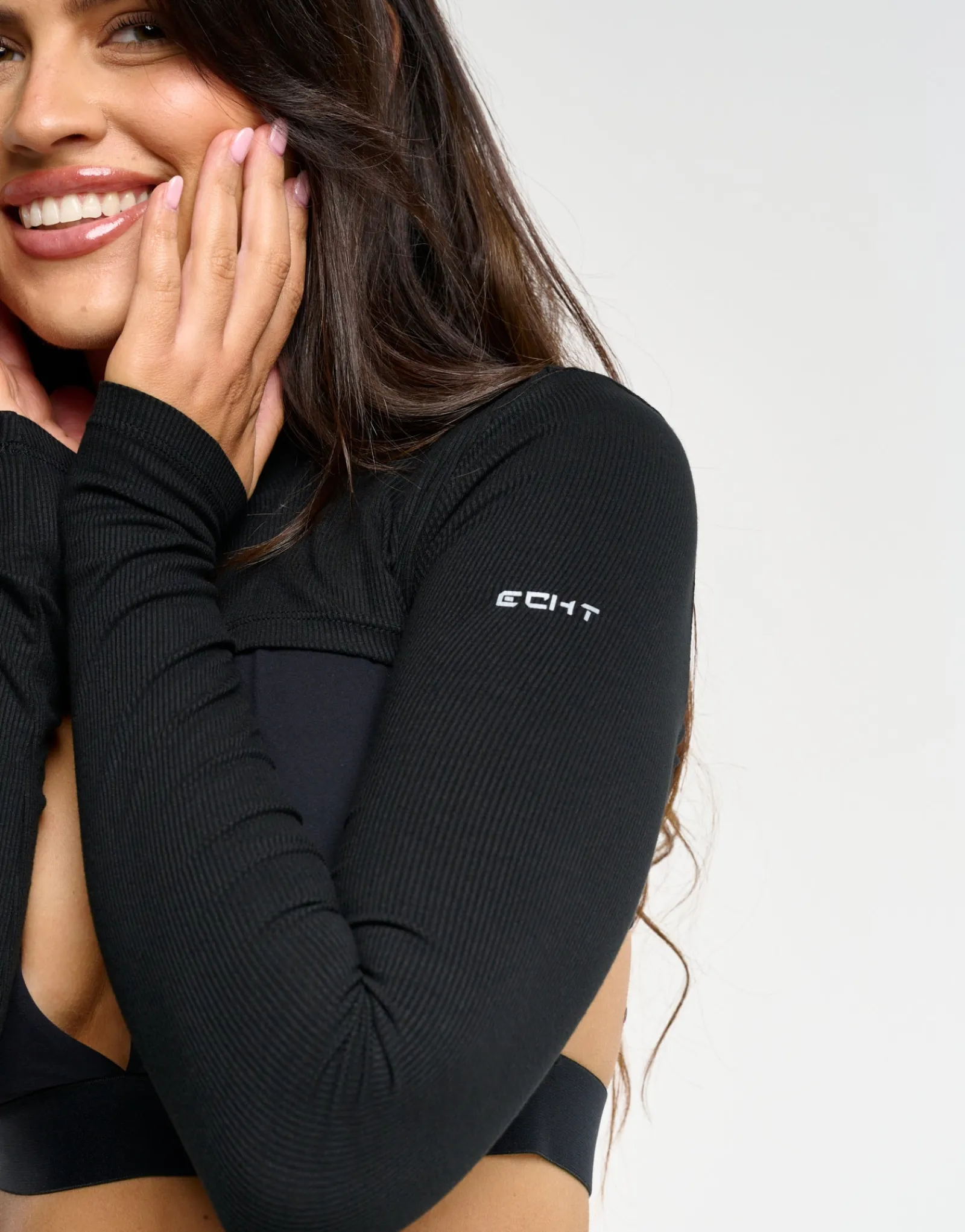 Discount ECHT Ribbed High Cut Long Sleeve Black
