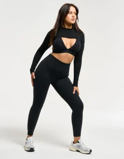 Discount ECHT Ribbed High Cut Long Sleeve Black