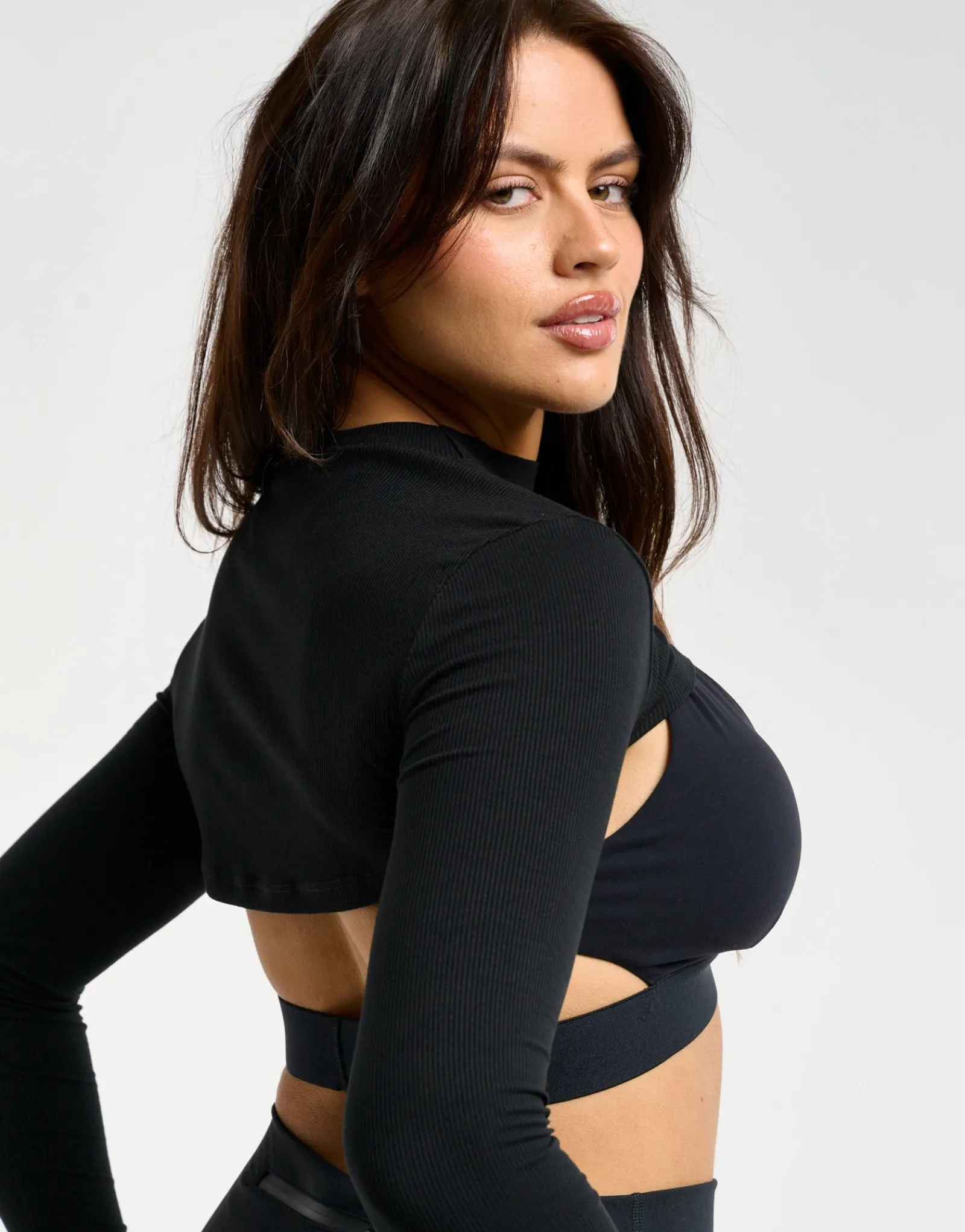 Discount ECHT Ribbed High Cut Long Sleeve Black