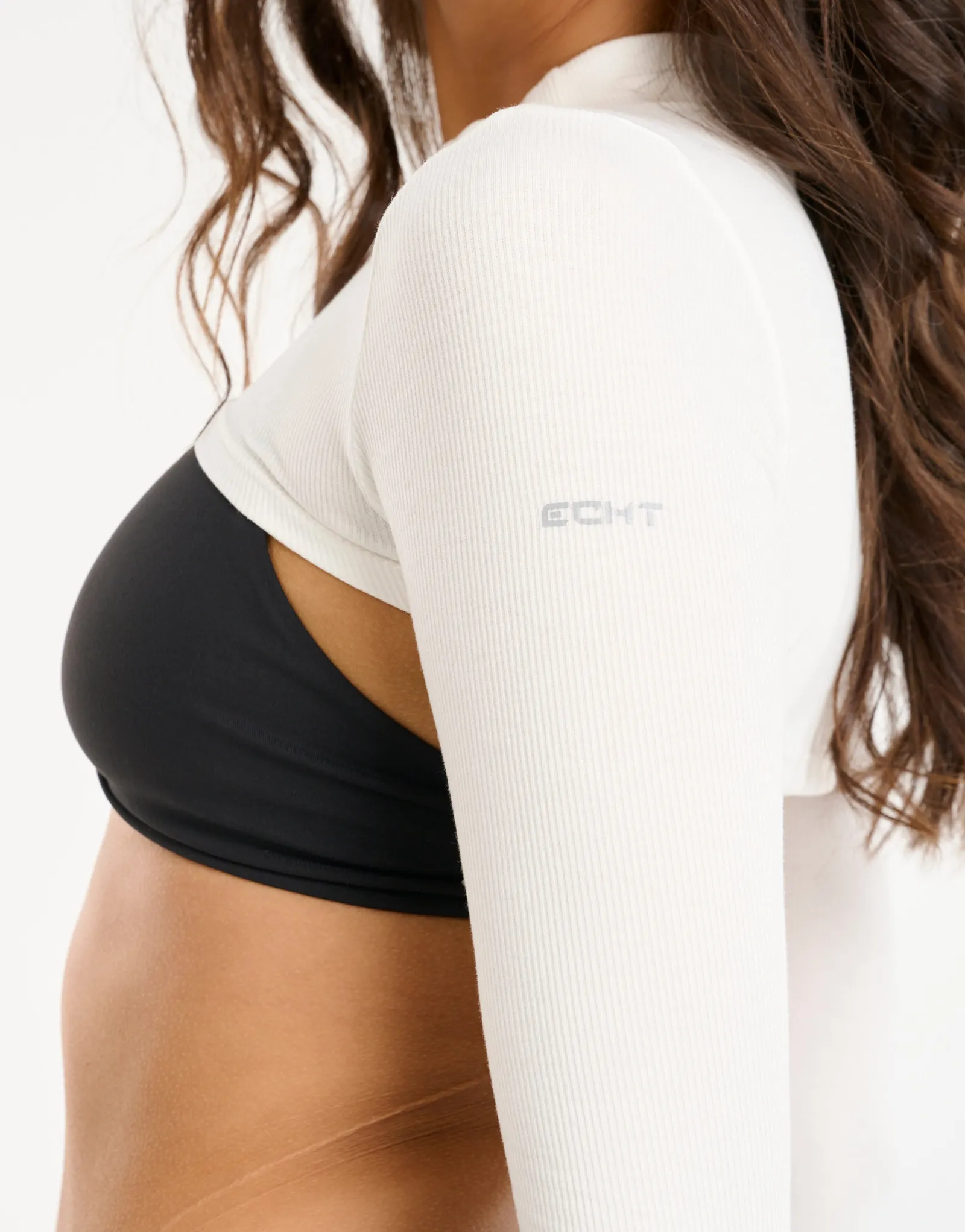 Online ECHT Ribbed High Cut Long Sleeve White