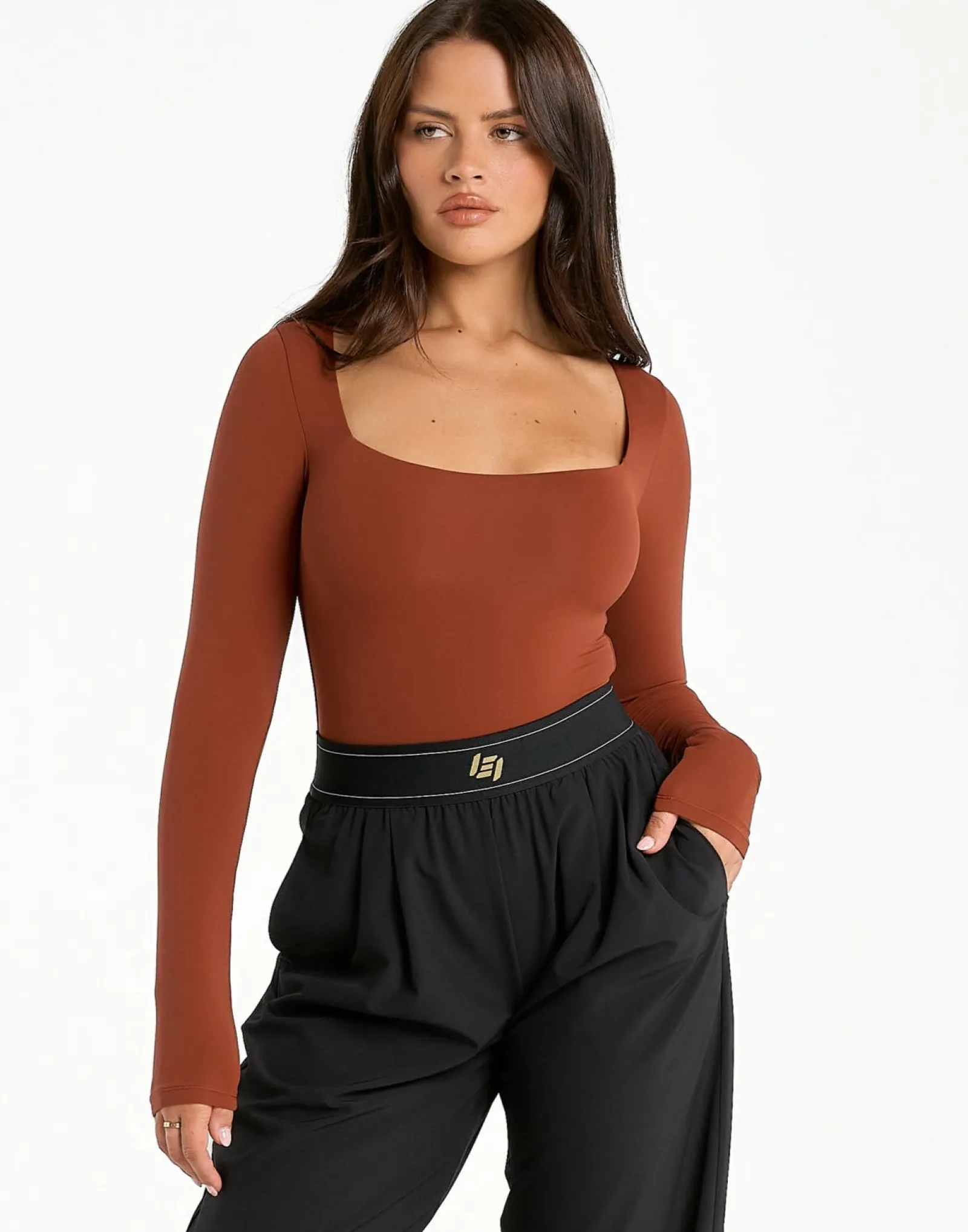 Fashion ECHT Elemental L Square Bodysuit Brown