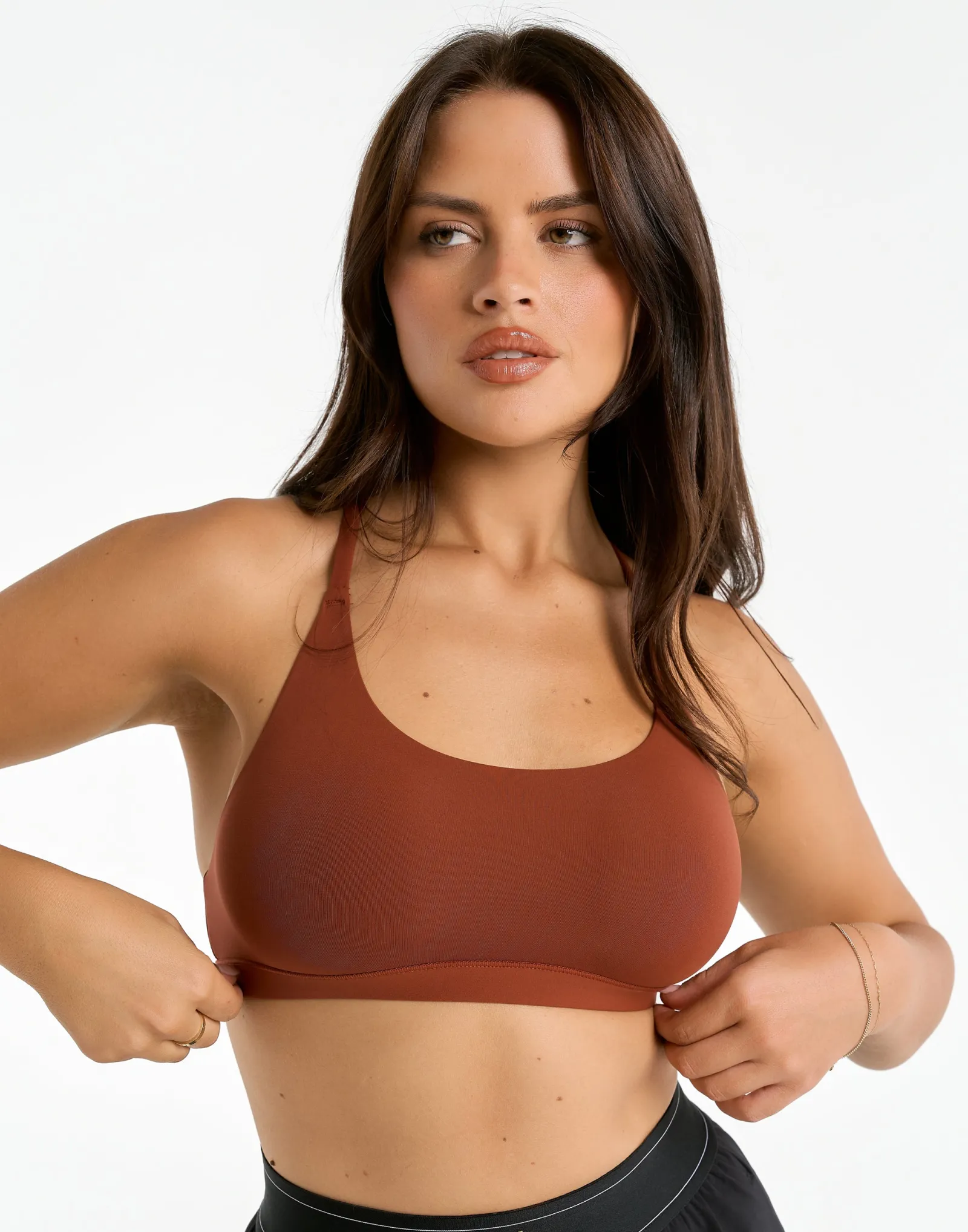 New ECHT Elemental Raceback Scoop Bralette Brown