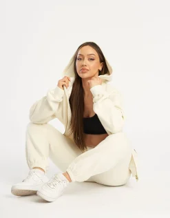 Fashion ECHT Essential Zip-Up Hoodie Cannoli Cream
